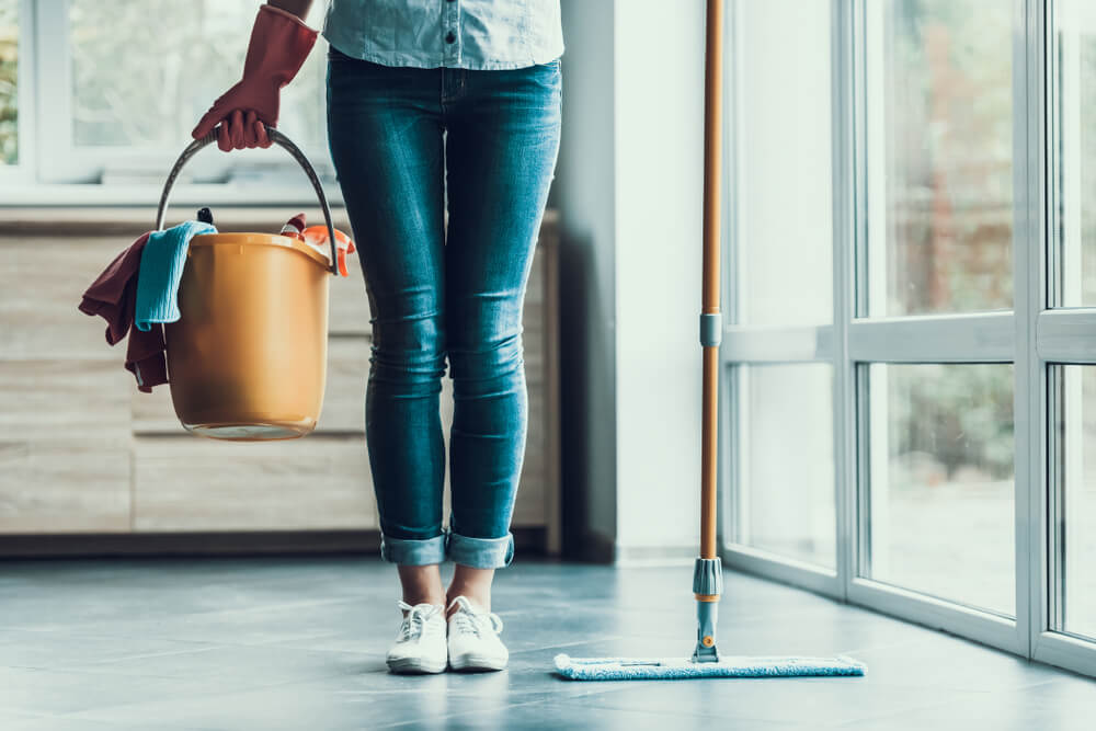 woman about to clean new house