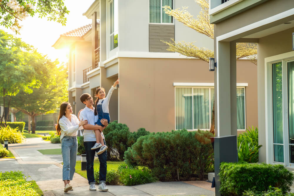 young family buying a house