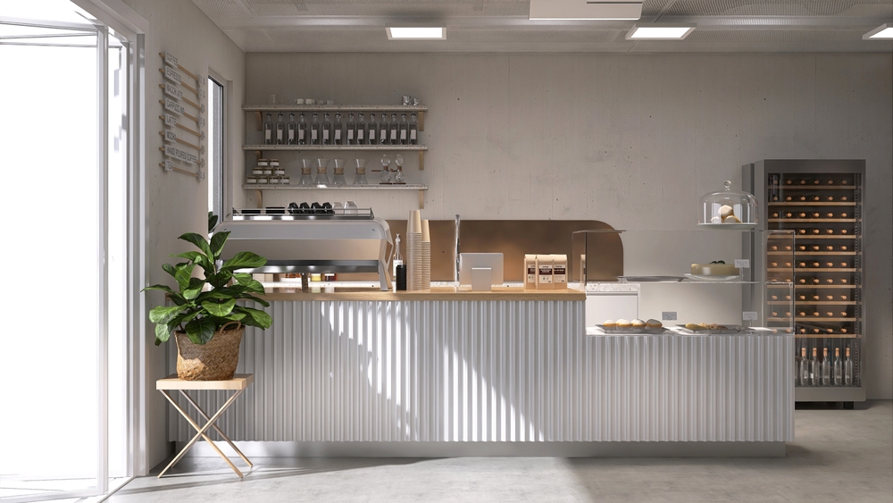 Interior,Design,Of,Modern,Loft,Coffee,Shop,Cafe,With,Counter,