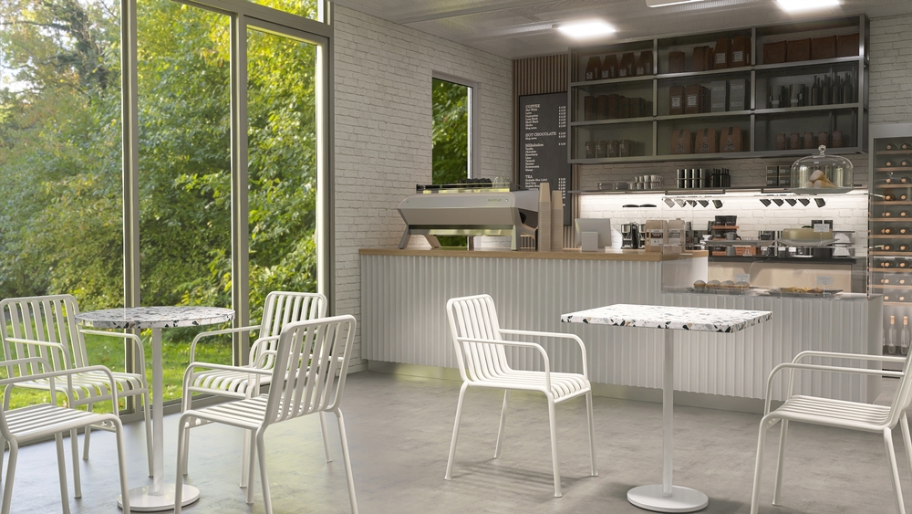 White,Table,And,Chairs,In,Modern,Loft,,White,Brick,Wall