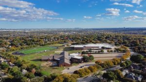 Aerial,View,School,District,With,Football,Field,,Elementary,And,Middle