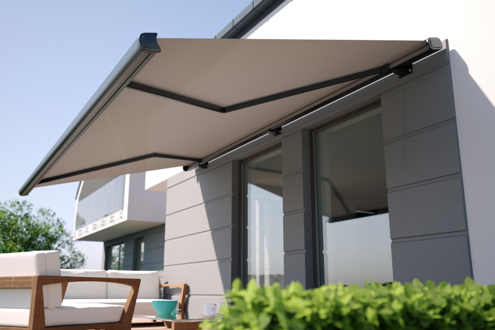 Awning,And,Modern,Building,,3d,Illustration